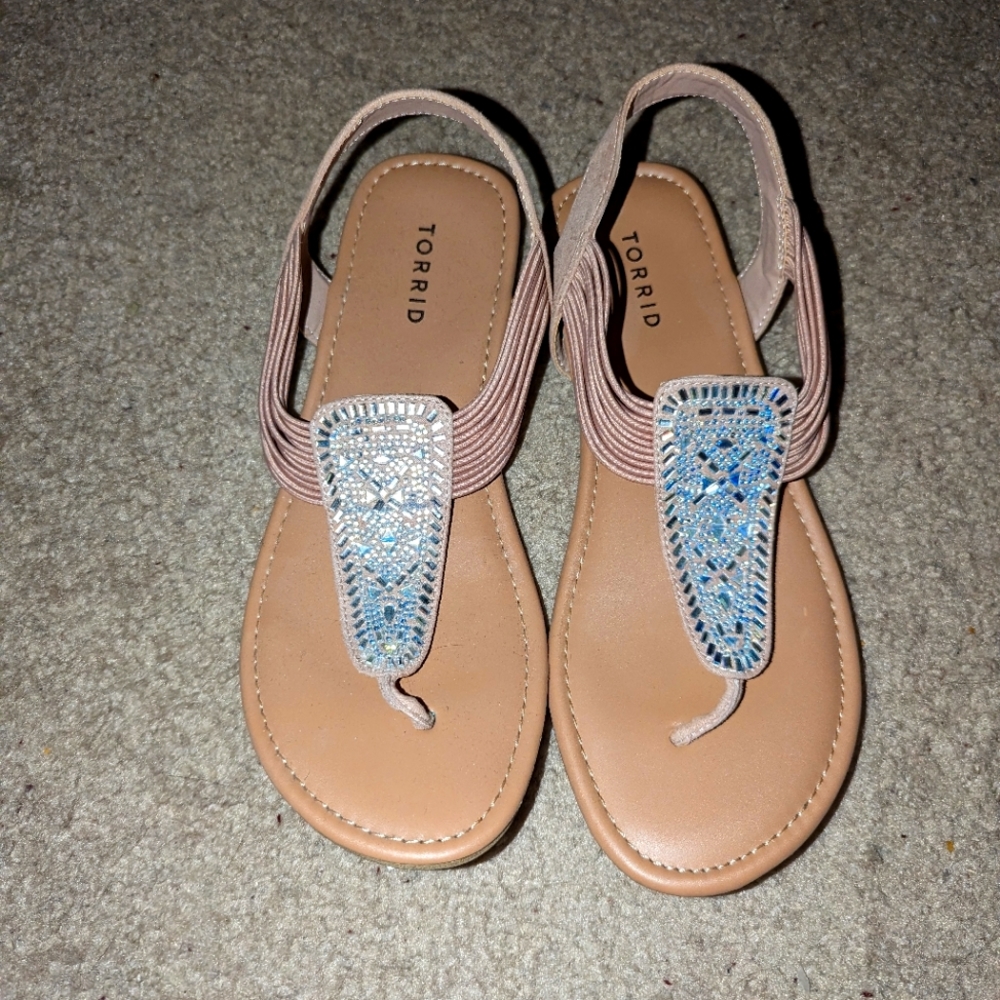 Nude Torrid Strappy Sandals with Gems
